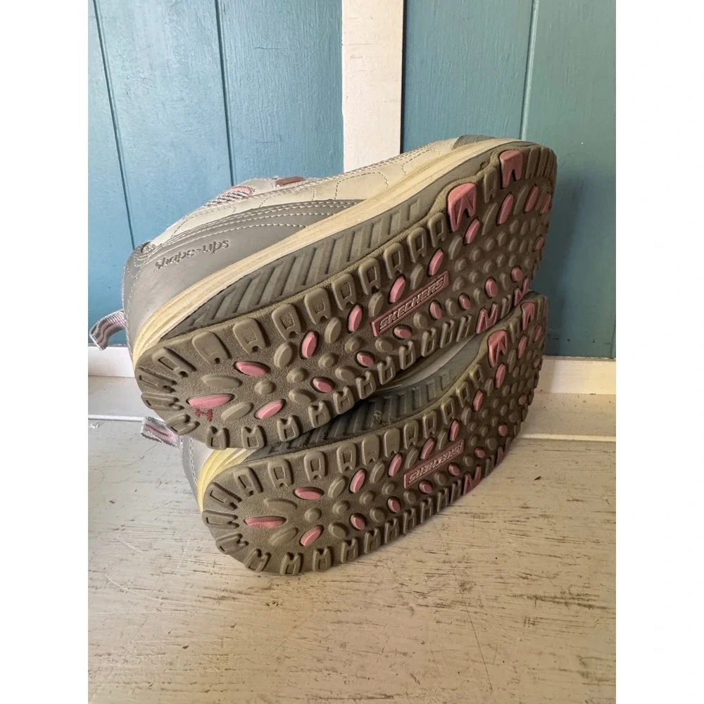 Skechers Shape-ups Women 8.5 White Silver Pink Rocker Bottom Sneakers 11803